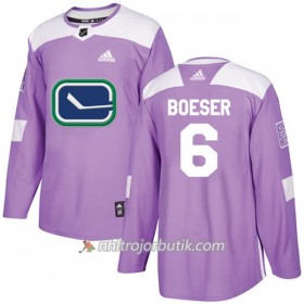 Män Ishockey Vancouver Canucks Tröja Brock Boeser 6 Adidas 2017-2018 Lila Fights Cancer Practice Authentic